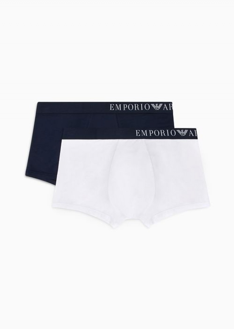 Navy Blue Emporio Armani Armani Sustainability Values Soft-touch Eco-viscose Two-pack Of Boxer Briefs | EA-SN58793