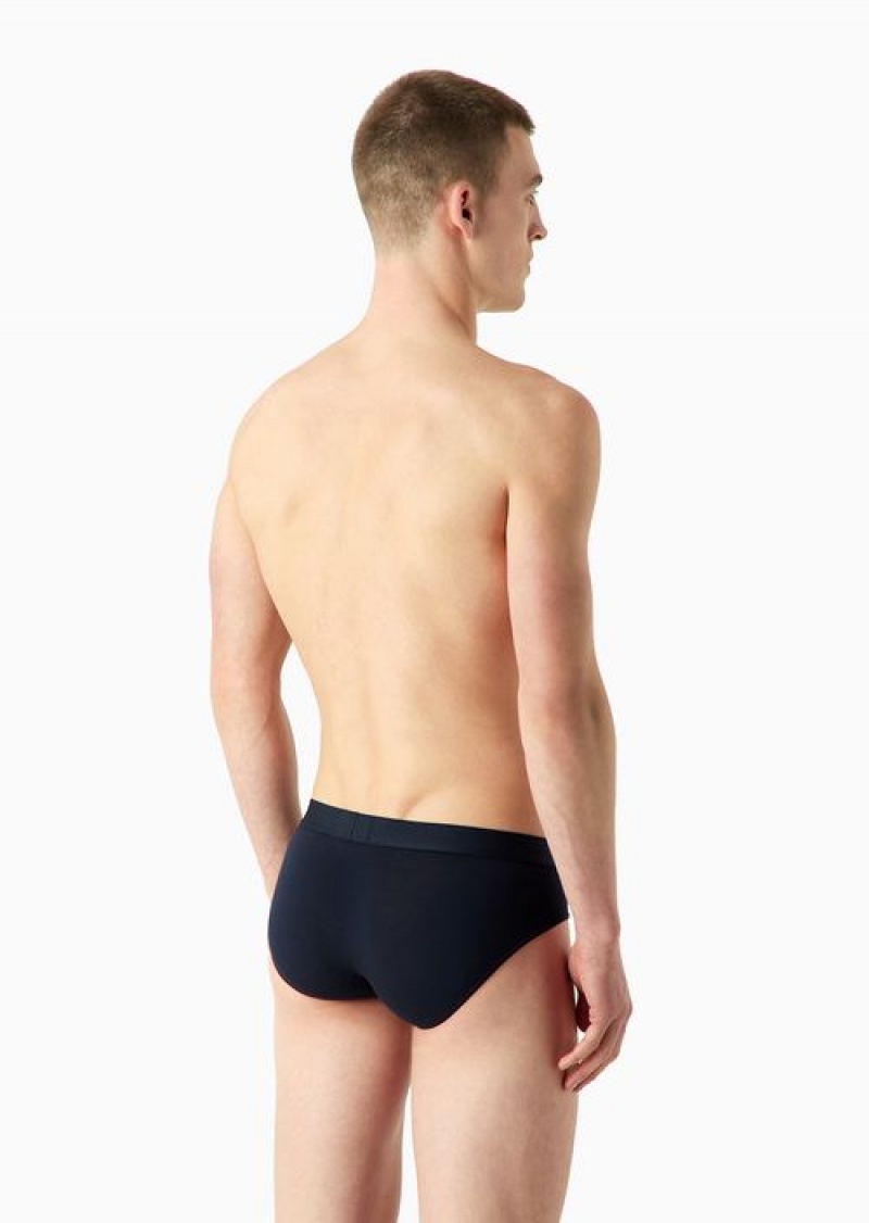 Navy Blue Emporio Armani Armani Sustainability Values Soft-touch Eco-viscose Two-pack Of Briefs | EA-SN58826