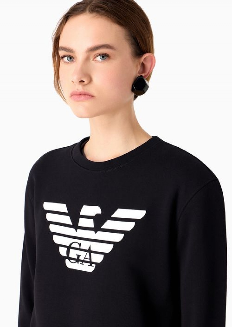 Navy Blue Emporio Armani Armani Sustainability Values Organic Jersey Sweatshirt With Logo | EA-SN57001