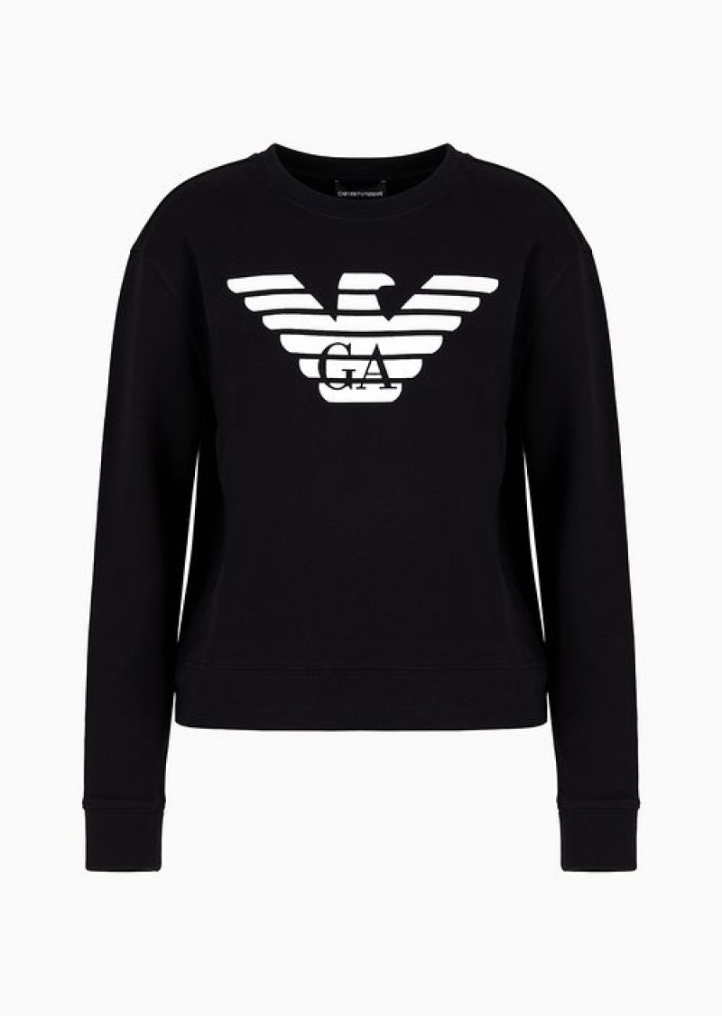 Navy Blue Emporio Armani Armani Sustainability Values Organic Jersey Sweatshirt With Logo | EA-SN57001