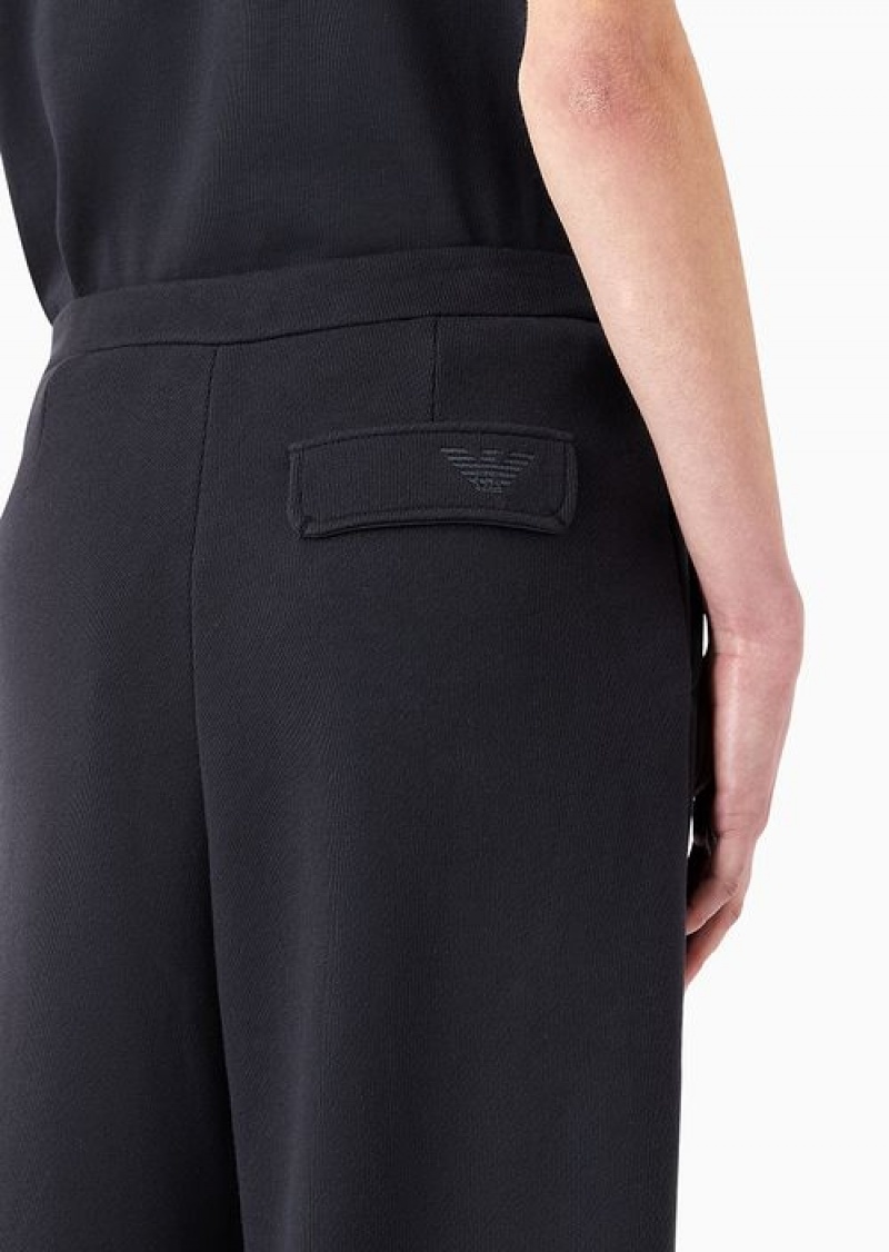 Navy Blue Emporio Armani Asv Capsule Darted Trousers In Soft-touch Organic Jersey | EA-SN56796