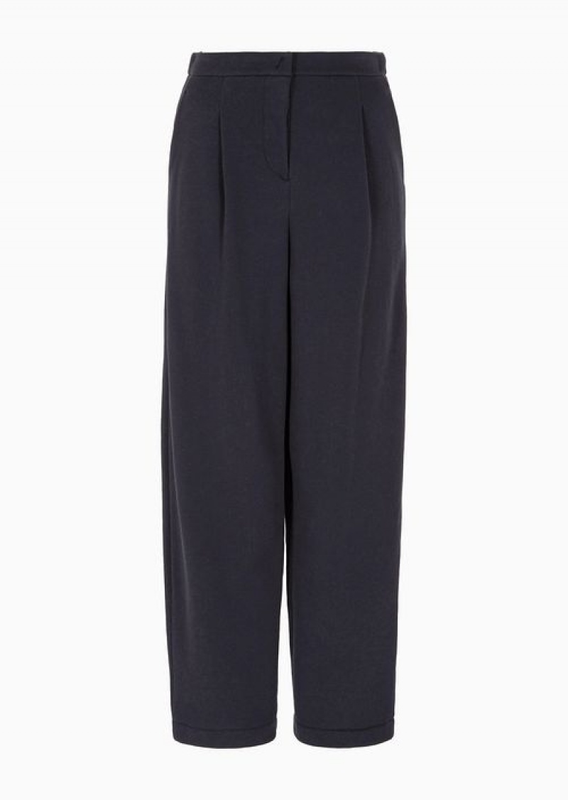 Navy Blue Emporio Armani Asv Capsule Darted Trousers In Soft-touch Organic Jersey | EA-SN56796