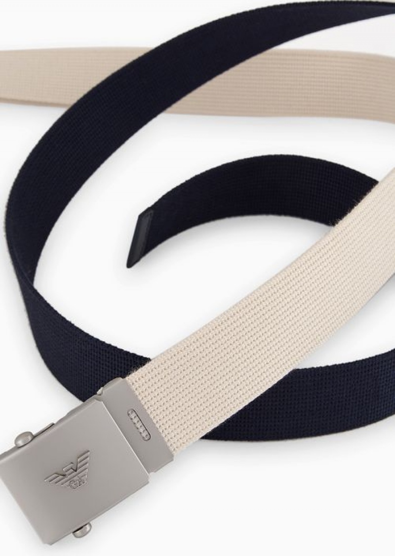 Navy Blue Emporio Armani Asv Capsule Gift Set Of 2 Belts With An Interchangeable Buckle | EA-SN59147