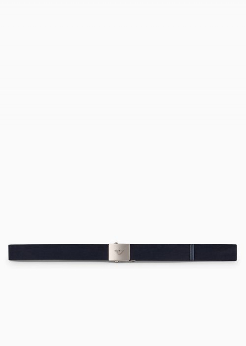 Navy Blue Emporio Armani Asv Capsule Gift Set Of 2 Belts With An Interchangeable Buckle | EA-SN59147