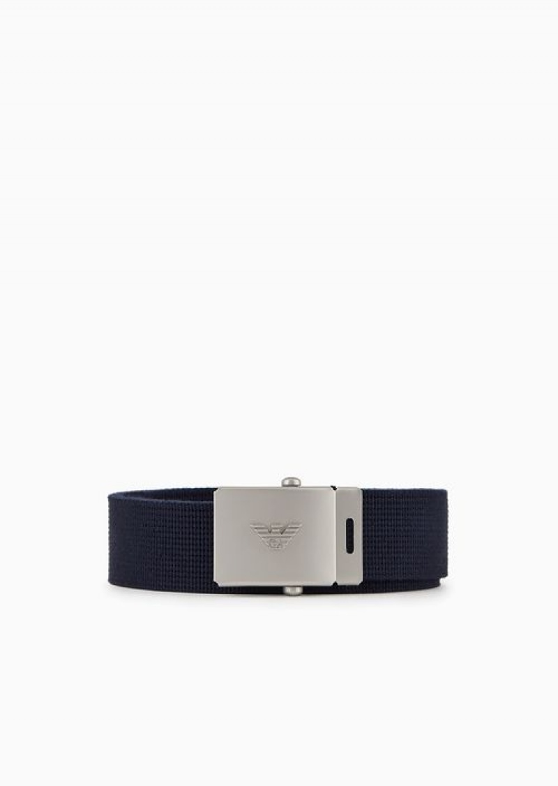 Navy Blue Emporio Armani Asv Capsule Gift Set Of 2 Belts With An Interchangeable Buckle | EA-SN59147