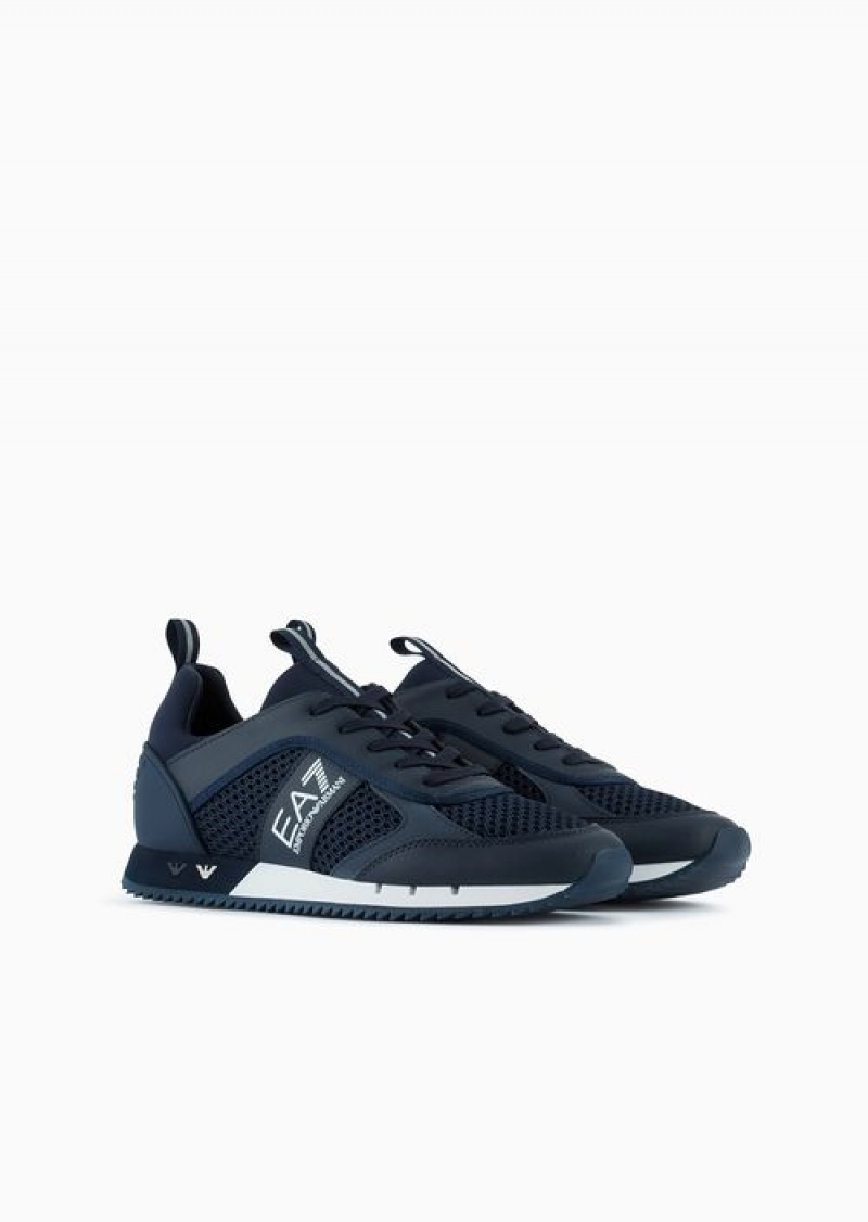 Navy Blue Emporio Armani Black & White Sneakers | EA7-SN59767