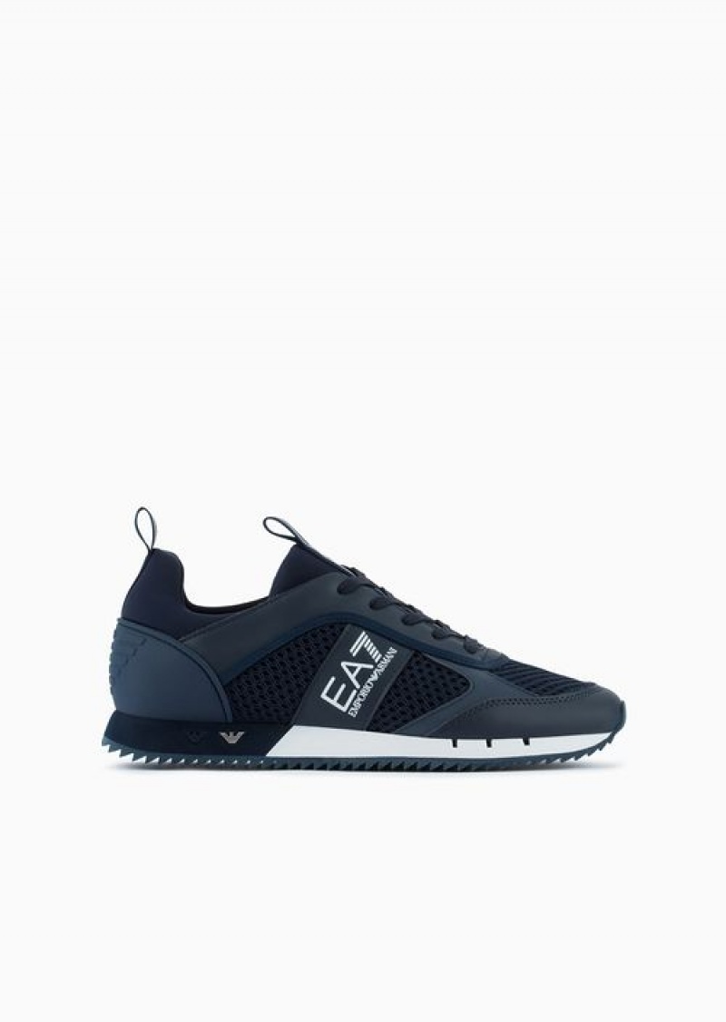 Navy Blue Emporio Armani Black & White Sneakers | EA7-SN59767