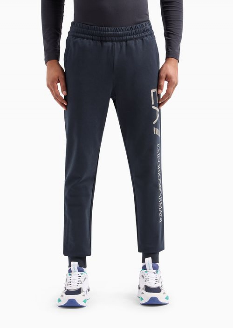 Navy Blue Emporio Armani Cotton Logo Series Joggers | EA7-SN59855