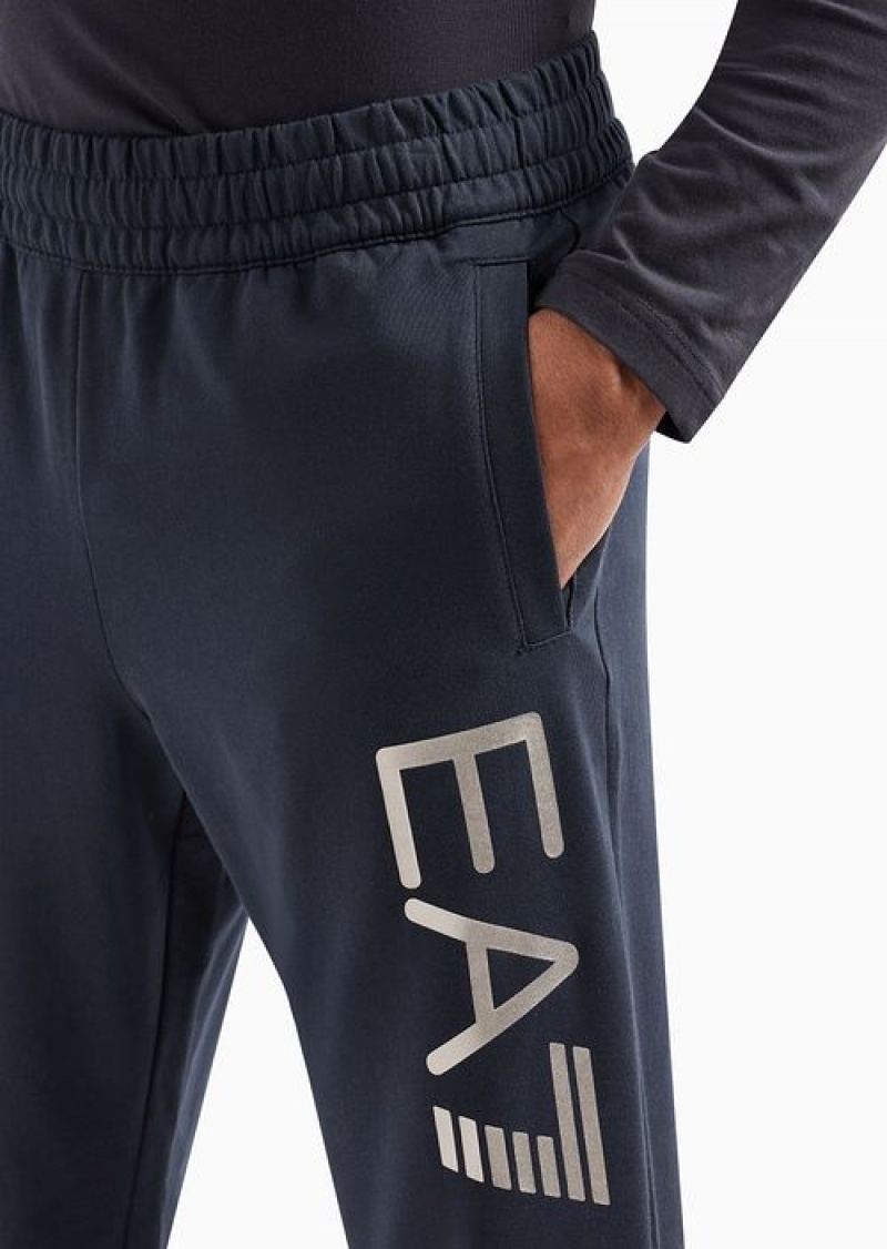 Navy Blue Emporio Armani Cotton Logo Series Joggers | EA7-SN59855