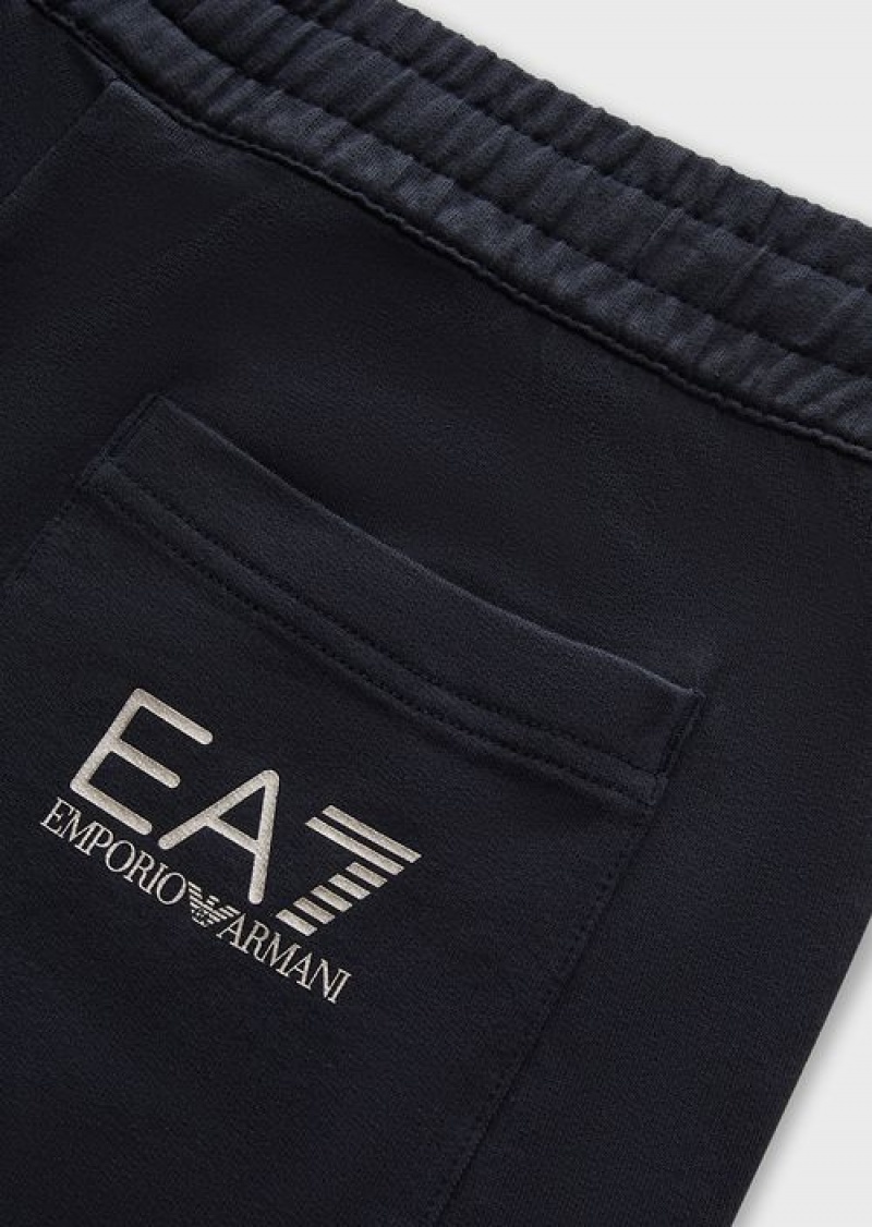 Navy Blue Emporio Armani Cotton Logo Series Joggers | EA7-SN59855