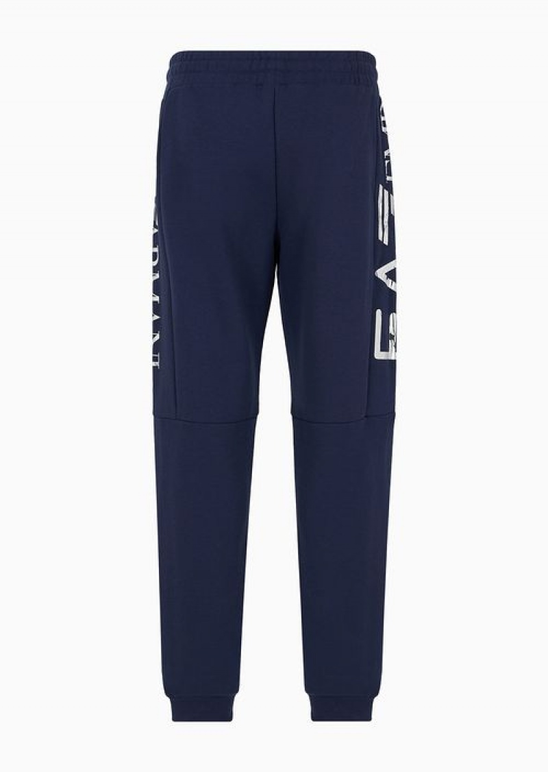 Navy Blue Emporio Armani Cotton-blend Logo Series Joggers | EA7-SN59835