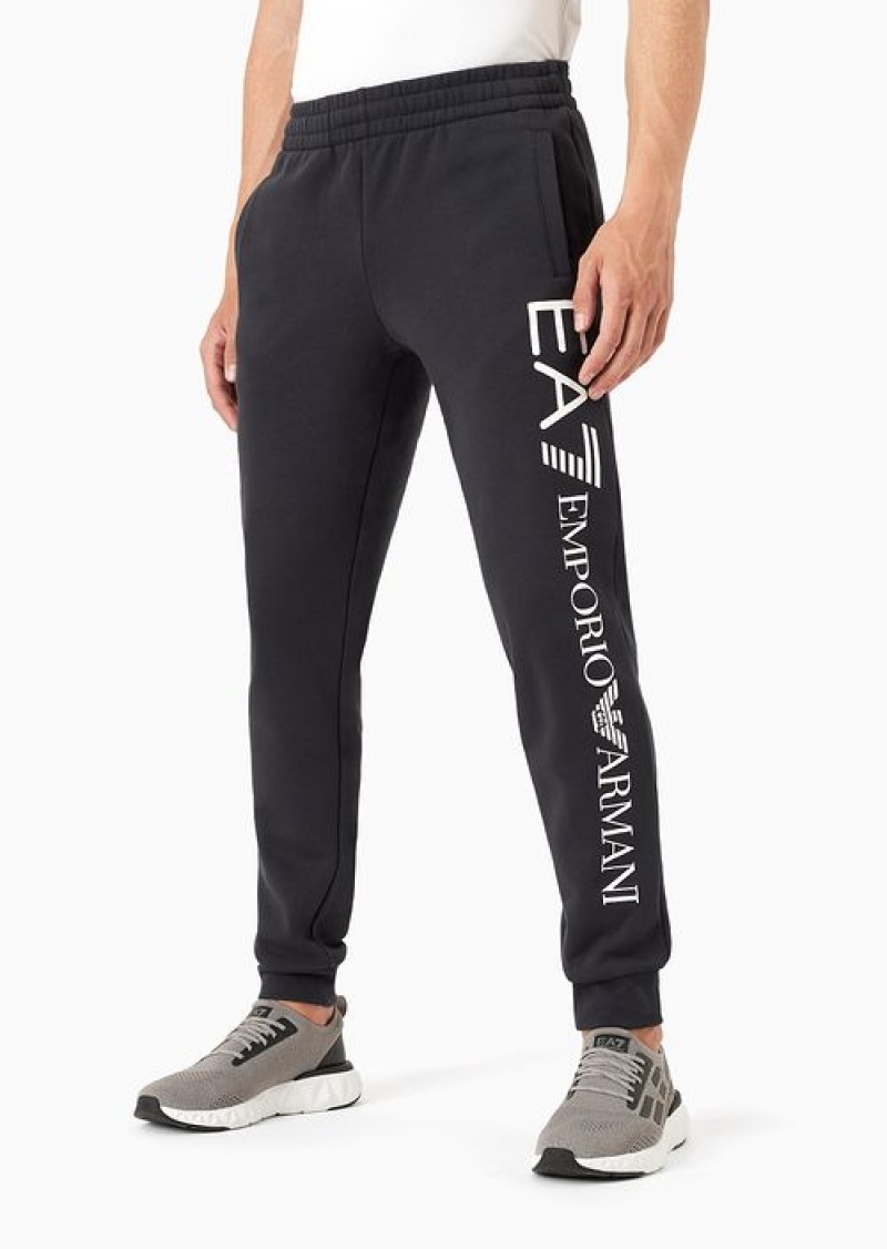 Navy Blue Emporio Armani Cotton-blend Logo Series Joggers | EA7-SN59853