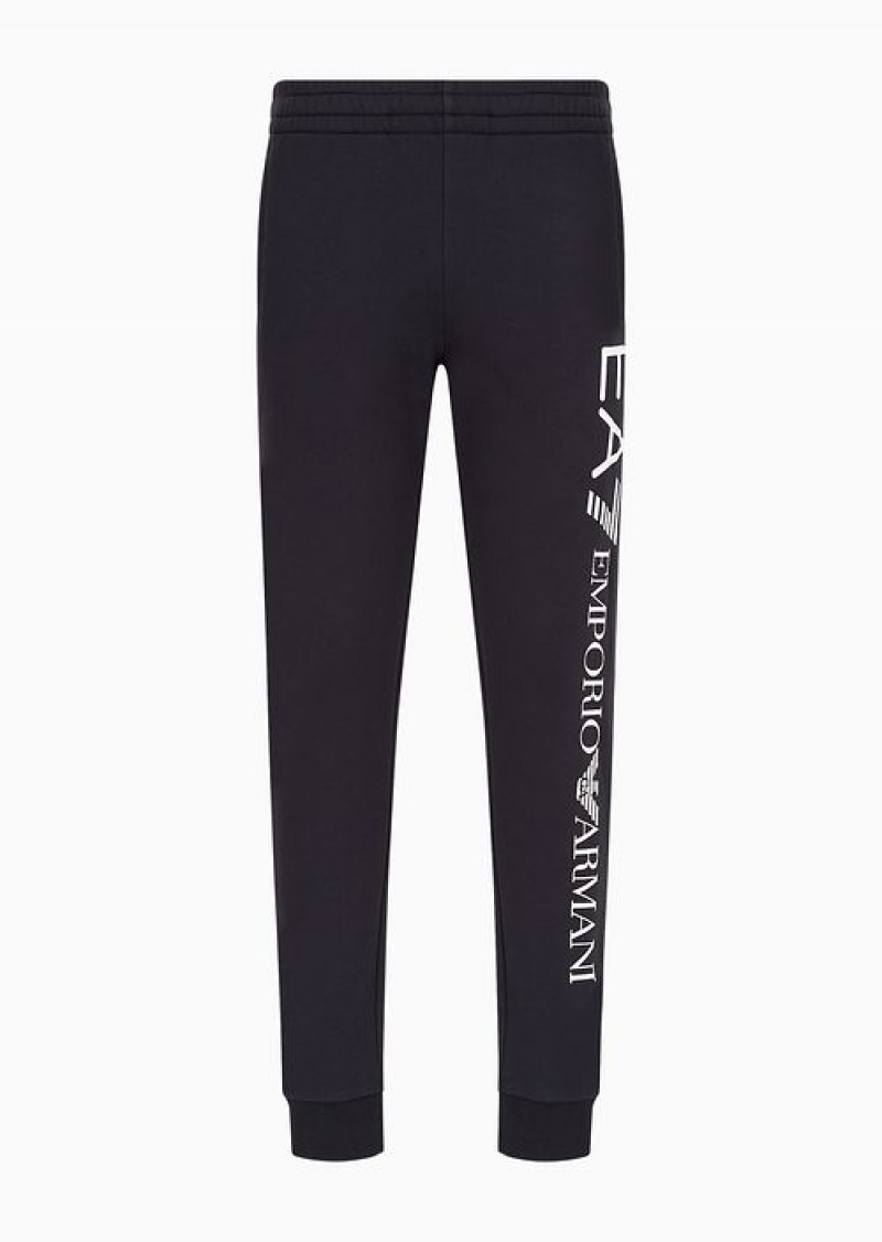 Navy Blue Emporio Armani Cotton-blend Logo Series Joggers | EA7-SN59853