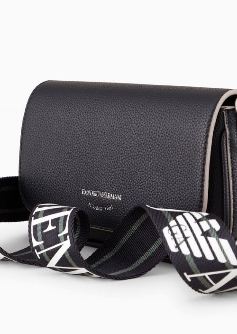 Navy Blue Emporio Armani Deer-print Mini Bag | EA-SN57601