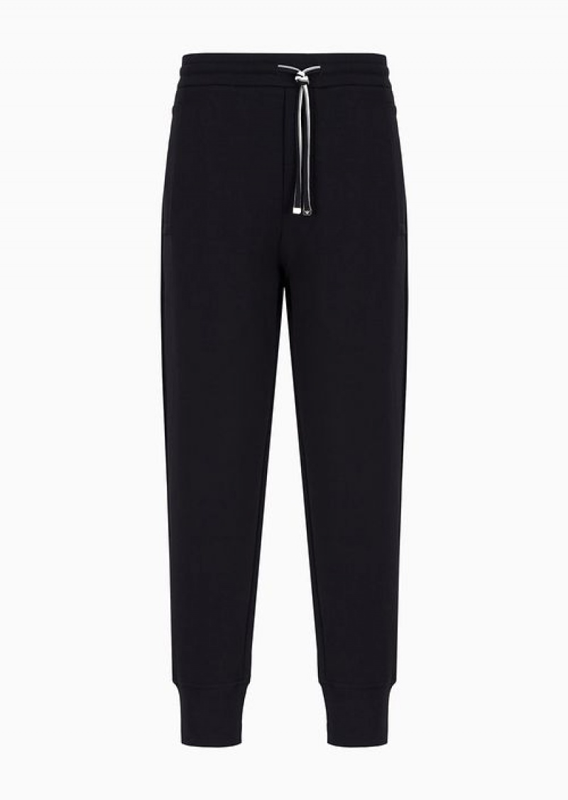 Navy Blue Emporio Armani Double-jersey Joggers | EA-SN58363