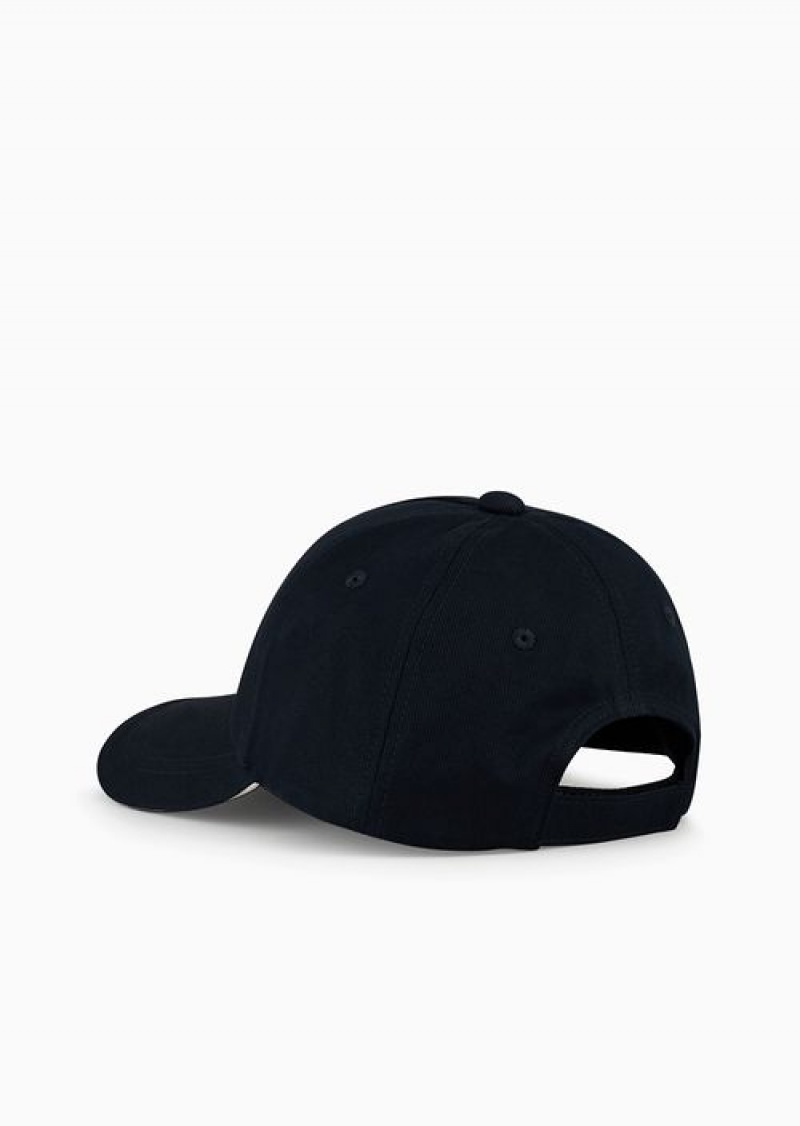 Navy Blue Emporio Armani Eagle-print Baseball Cap | EA-SN59183