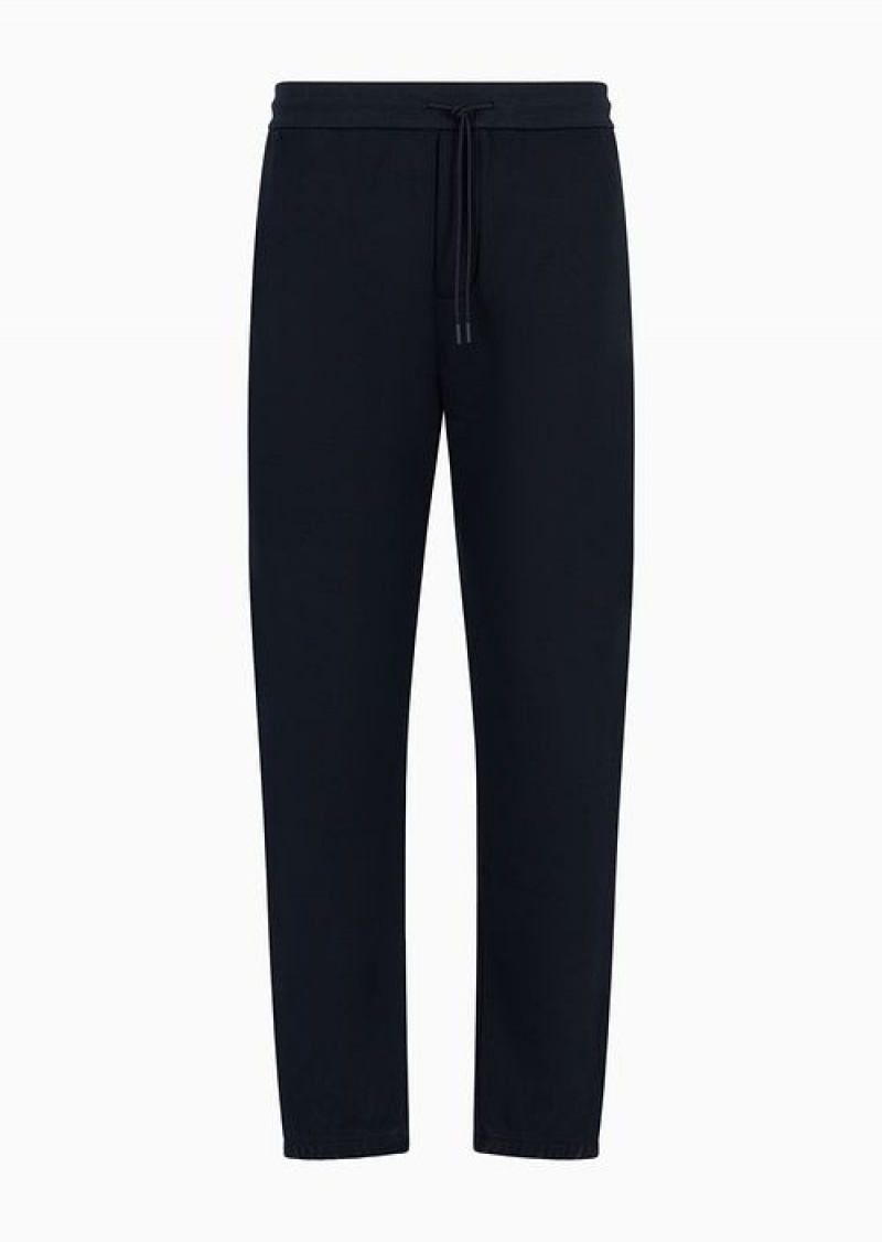 Navy Blue Emporio Armani Heavyweight Jersey Drawstring Joggers | EA-SN58307