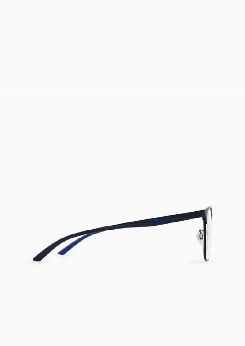 Navy Blue Emporio Armani Men’s Square Glasses | EA-SN59399