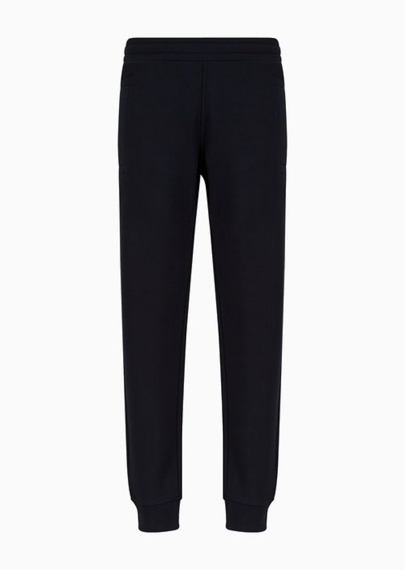 Navy Blue Emporio Armani Modal-blend Jersey-fleece Joggers | EA-SN58371