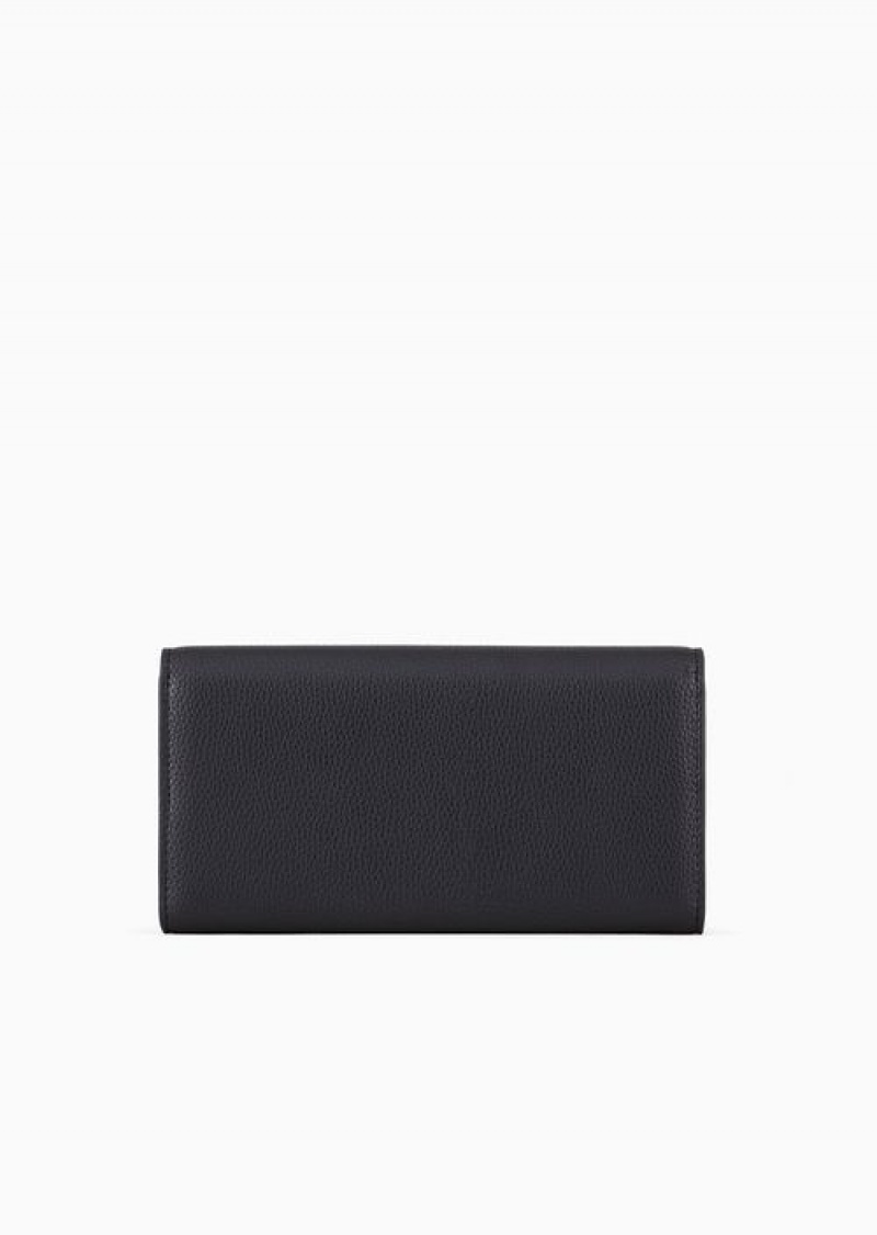 Navy Blue Emporio Armani Myea Wallet With Deer Print | EA-SN57645