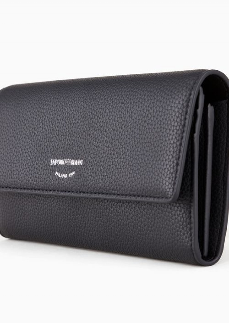 Navy Blue Emporio Armani Myea Wallet With Deer Print | EA-SN57645