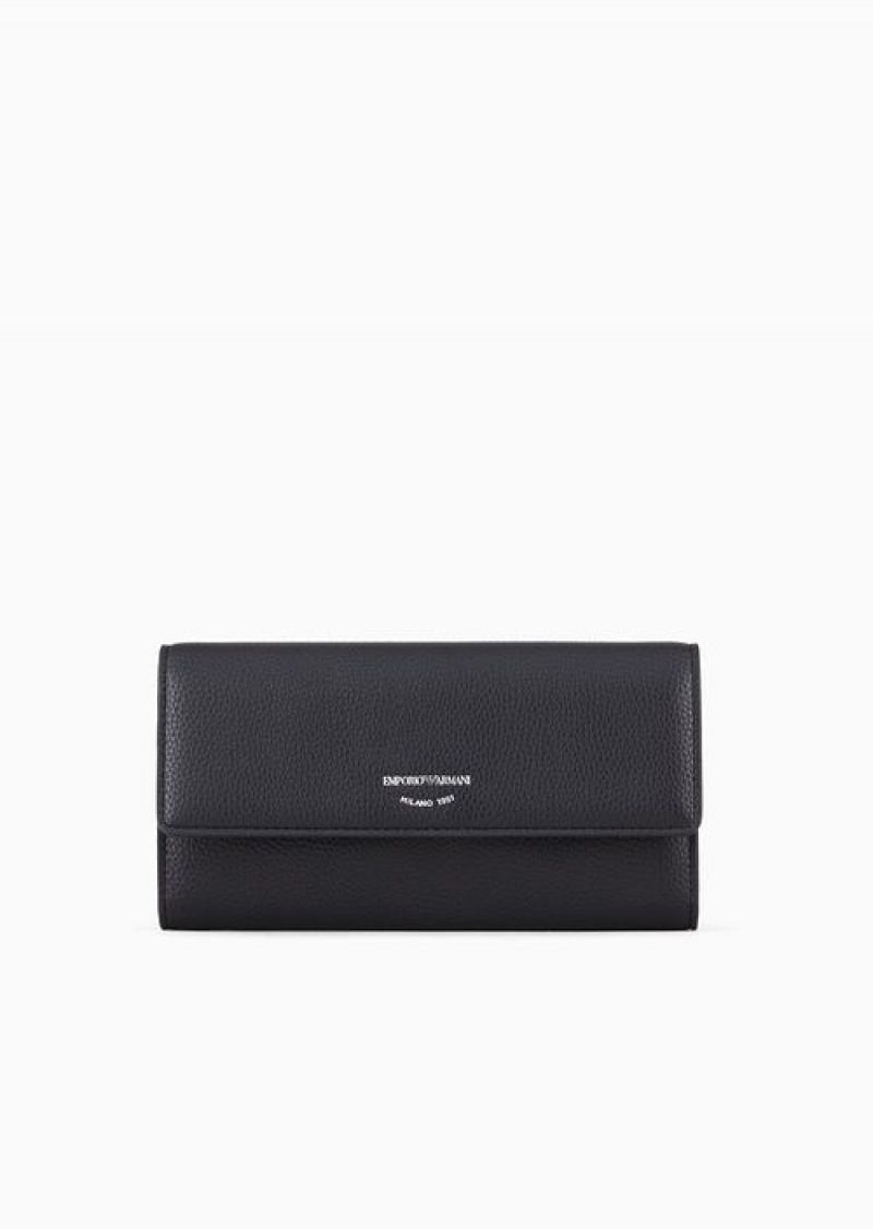 Navy Blue Emporio Armani Myea Wallet With Deer Print | EA-SN57645