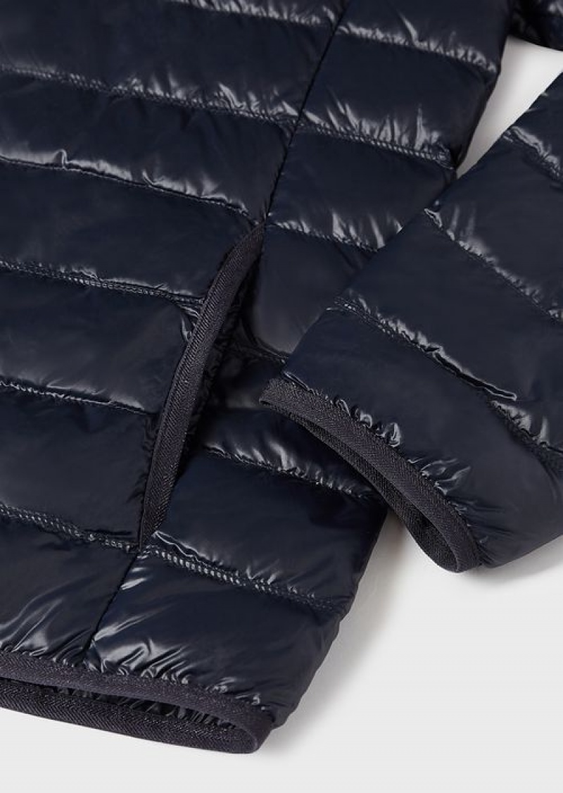 Navy Blue Emporio Armani Packable Hooded Core Identity Puffer Jacket | EA7-SN59812