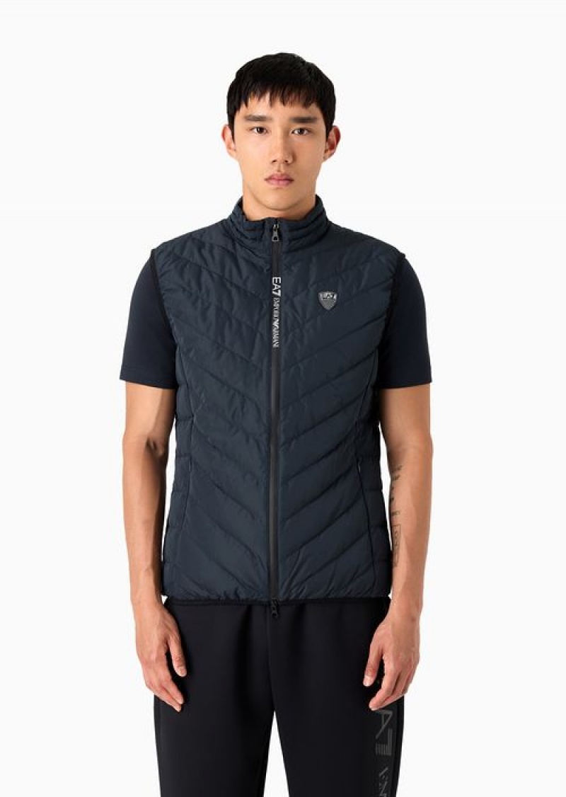 Navy Blue Emporio Armani Premium Shield Packable Gilet | EA7-SN59800