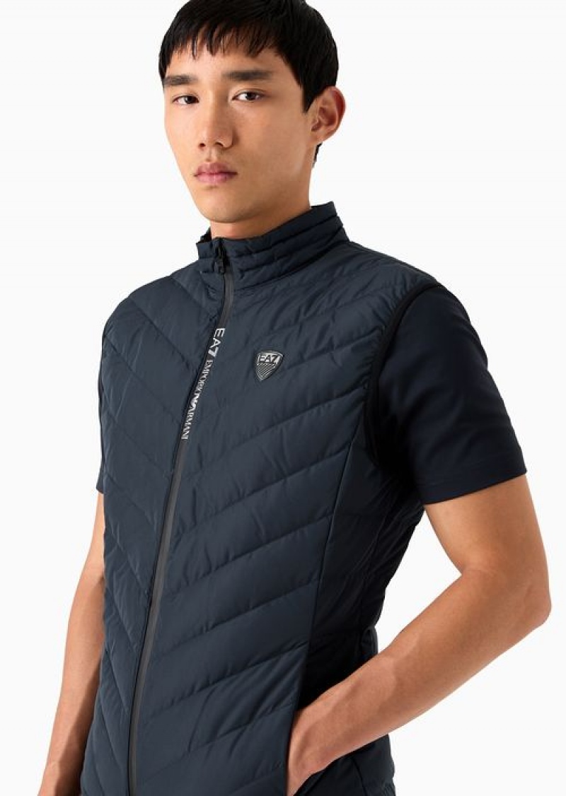 Navy Blue Emporio Armani Premium Shield Packable Gilet | EA7-SN59800