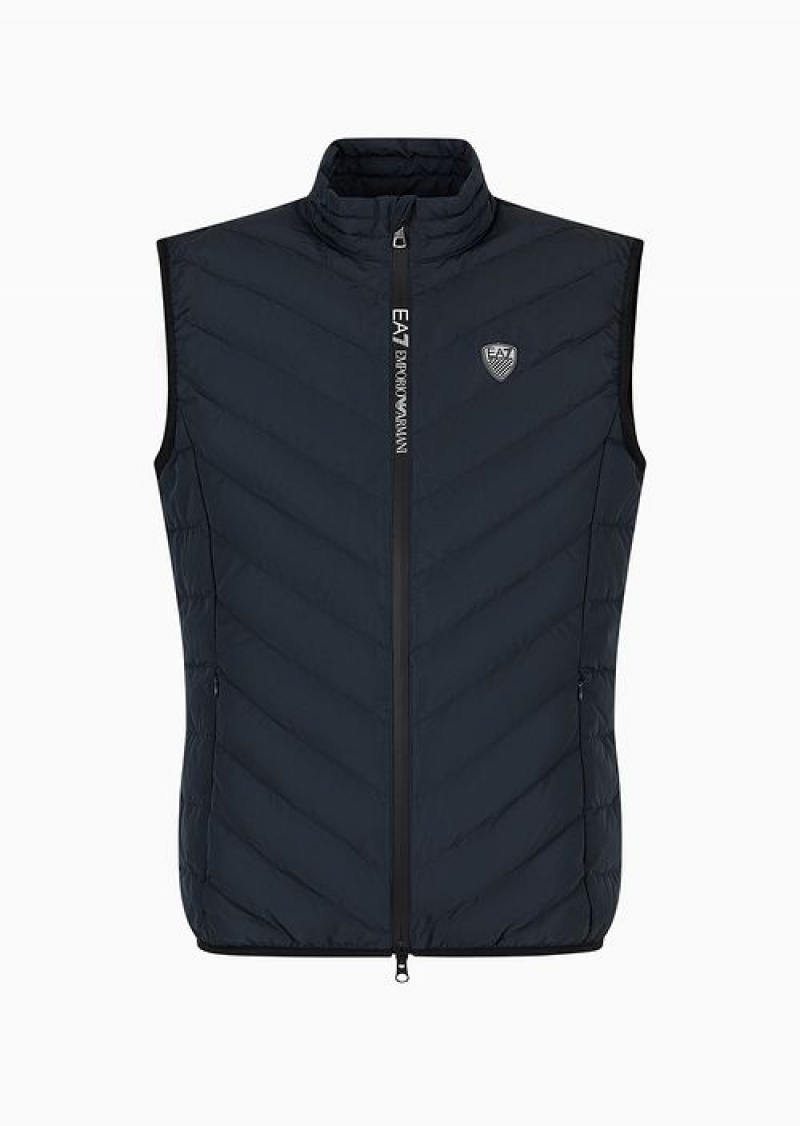 Navy Blue Emporio Armani Premium Shield Packable Gilet | EA7-SN59800