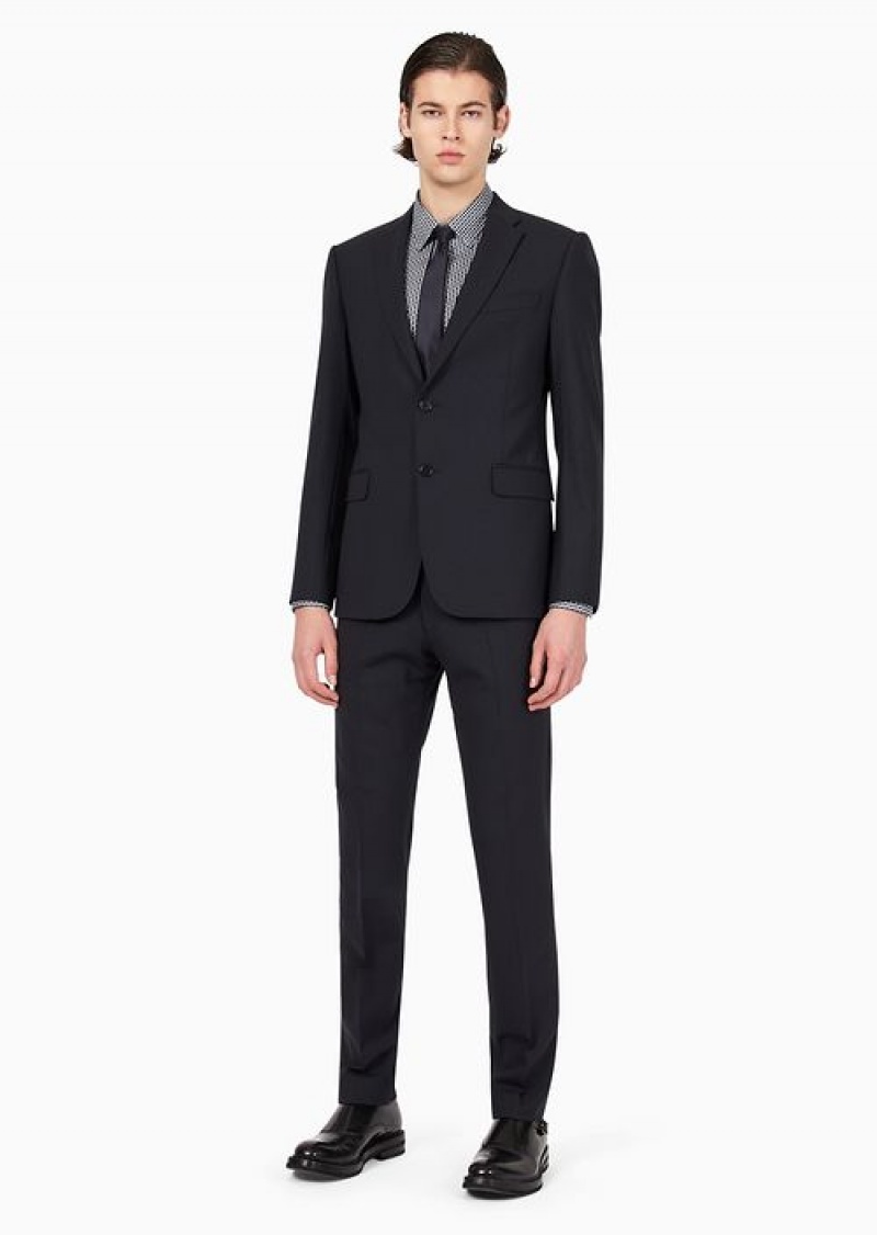 Navy Blue Emporio Armani Slim Fit Suits | EA-SN58477