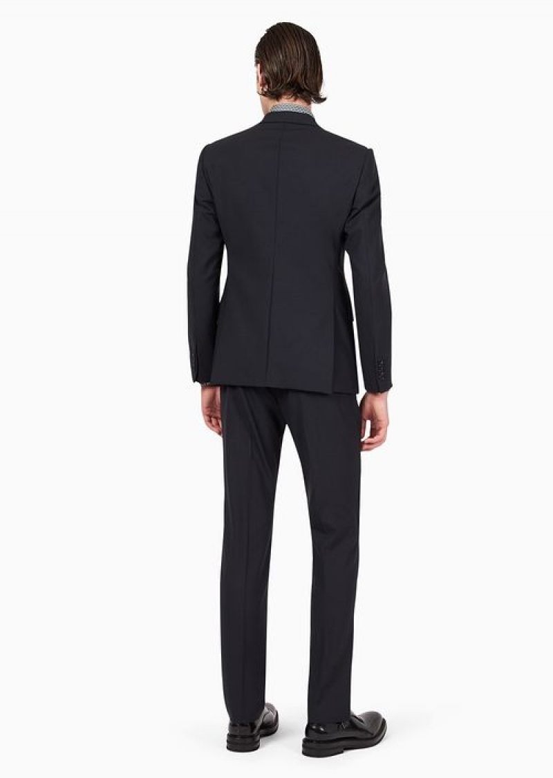 Navy Blue Emporio Armani Slim Fit Suits | EA-SN58477