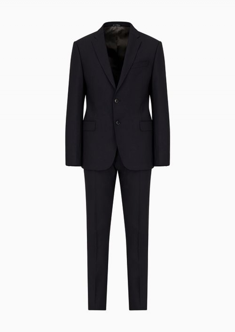 Navy Blue Emporio Armani Slim Fit Suits | EA-SN58477