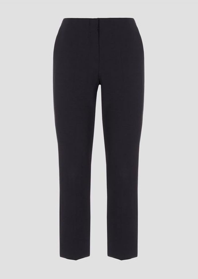 Navy Blue Emporio Armani Stretch Gabardine 7/8 Trousers | EA-SN56859