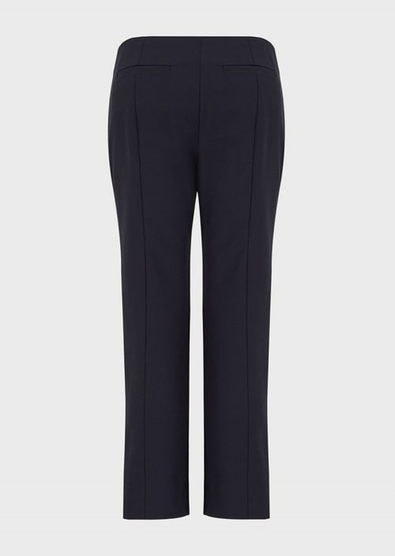 Navy Blue Emporio Armani Stretch Gabardine 7/8 Trousers | EA-SN56859