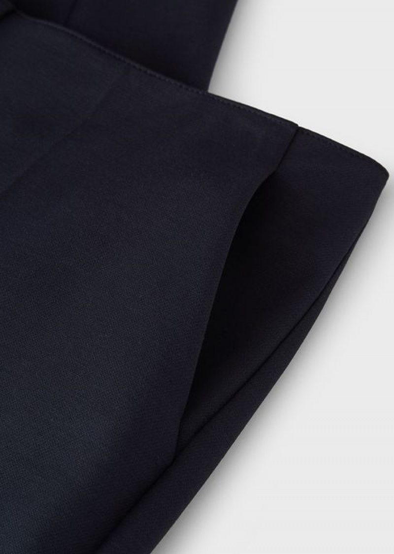 Navy Blue Emporio Armani Stretch Gabardine 7/8 Trousers | EA-SN56859