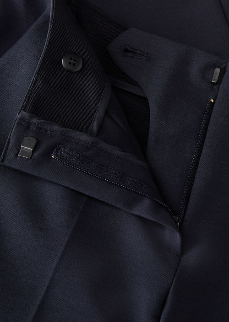 Navy Blue Emporio Armani Stretch Gabardine 7/8 Trousers | EA-SN56859