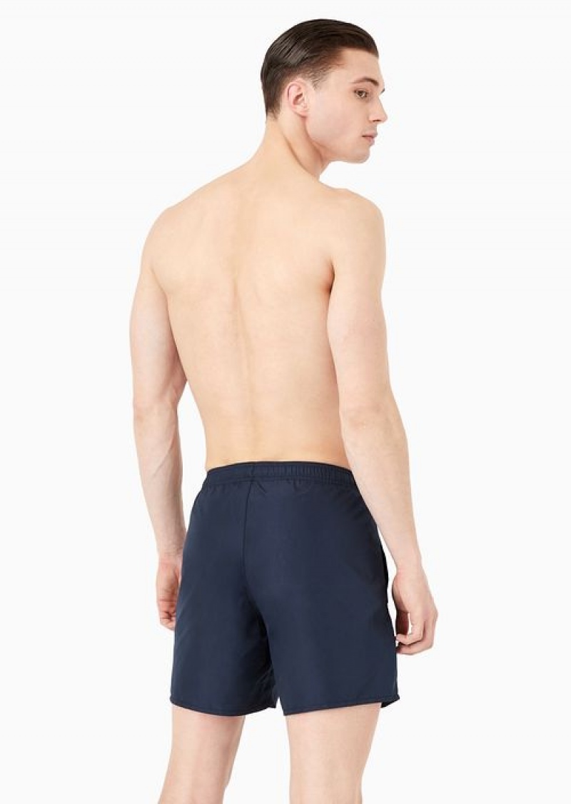 Navy Blue Emporio Armani Swim Trunks With Logo | EA7-SN59885