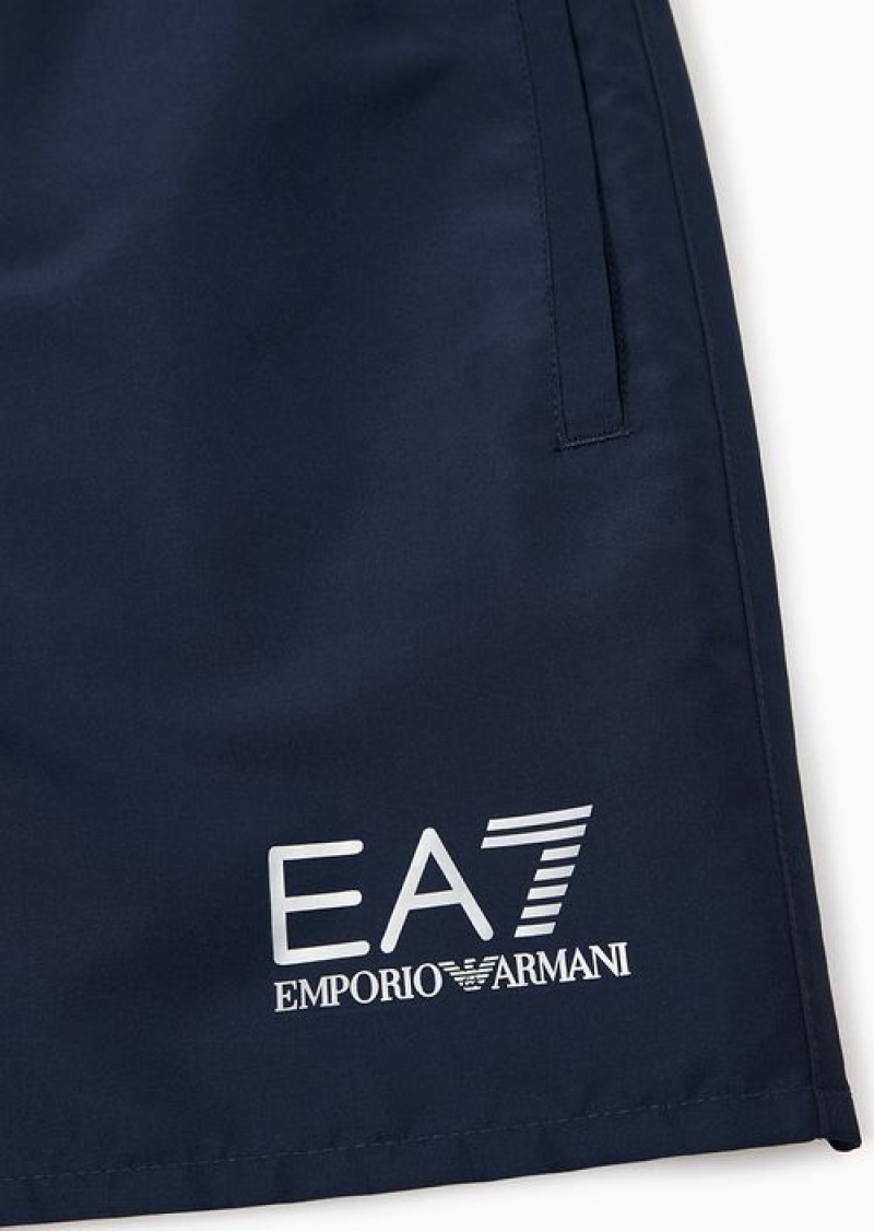 Navy Blue Emporio Armani Swim Trunks With Logo | EA7-SN59885