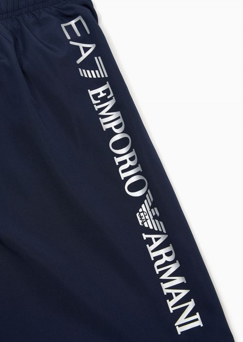 Navy Blue Emporio Armani Swim Trunks With Logo | EA7-SN59886