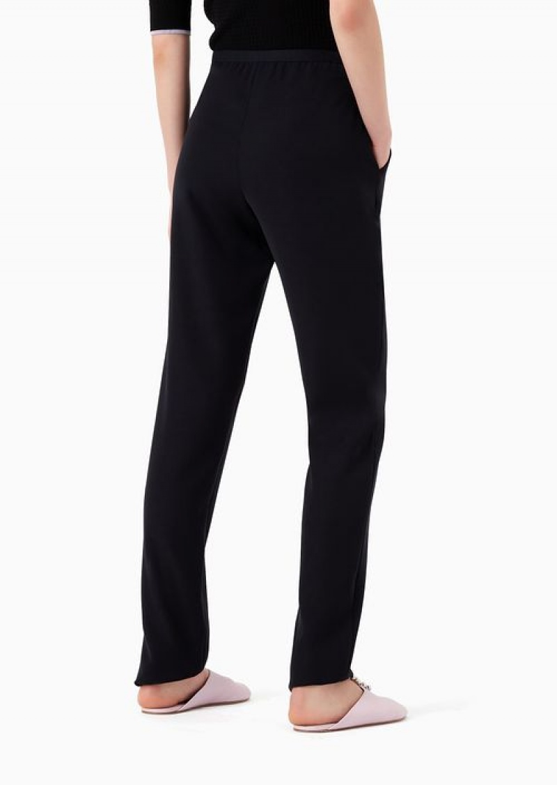 Navy Blue Emporio Armani Technical-cady Cigarette Trousers | EA-SN56811