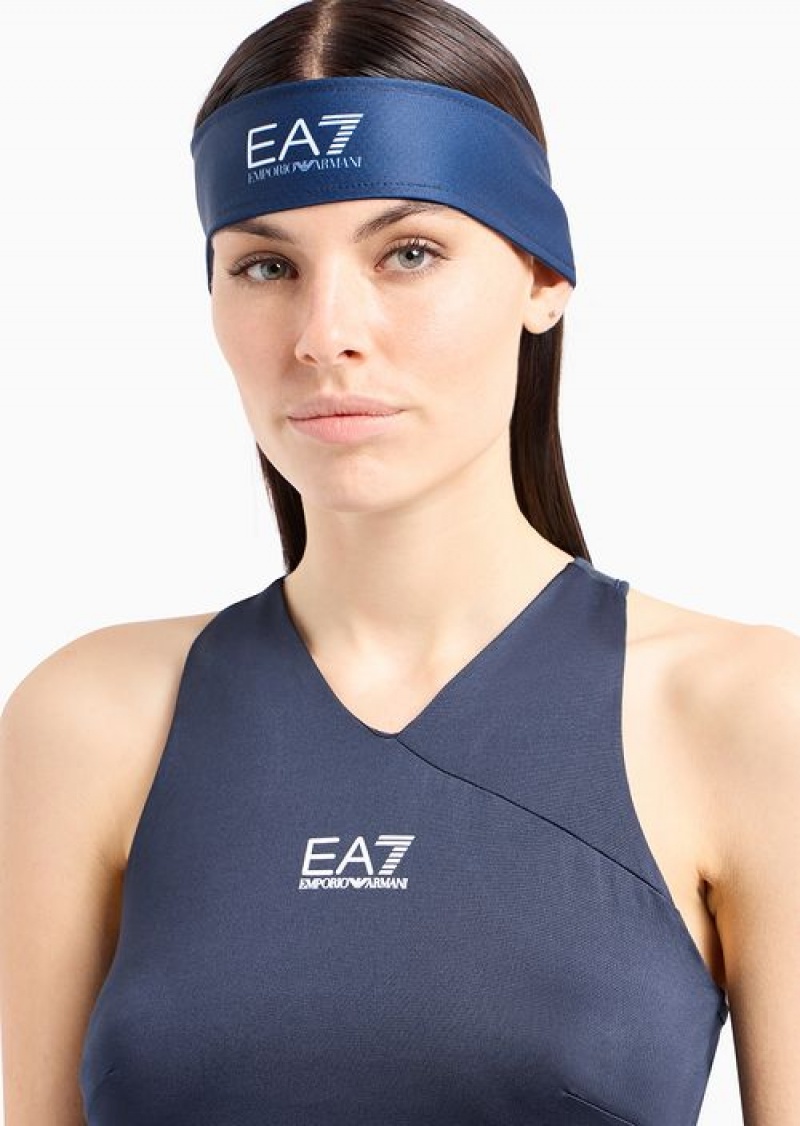 Navy Blue Emporio Armani Tennis Pro Cotton-blend Headband | EA7-SN59738