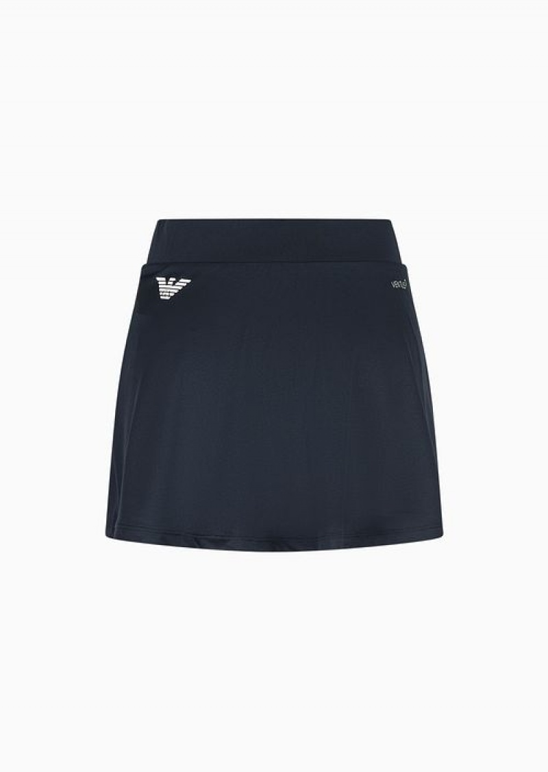 Navy Blue Emporio Armani Tennis Pro Mini Skirt In Ventus7 Technical Fabric | EA7-SN59563