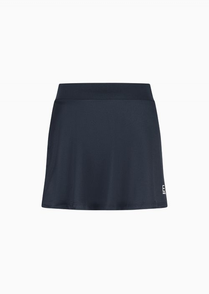 Navy Blue Emporio Armani Tennis Pro Mini Skirt In Ventus7 Technical Fabric | EA7-SN59563