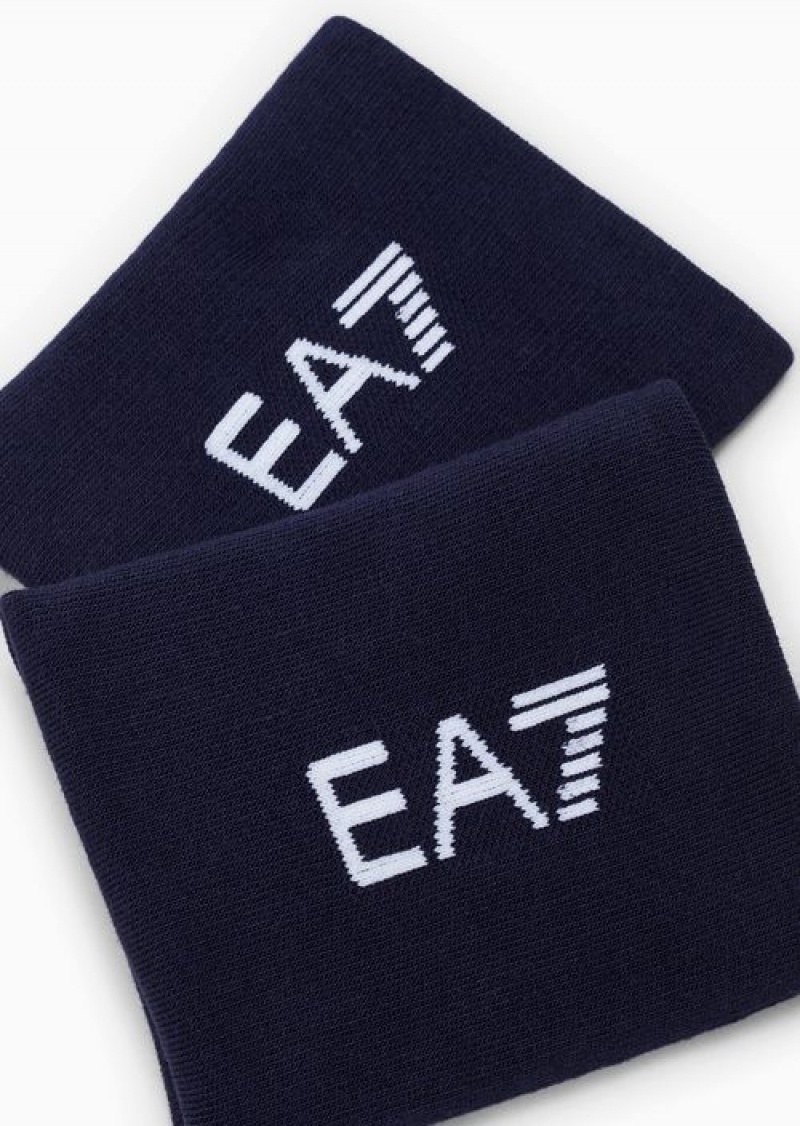 Navy Blue Emporio Armani Tennis Pro Terrycloth Wristbands | EA7-SN59734