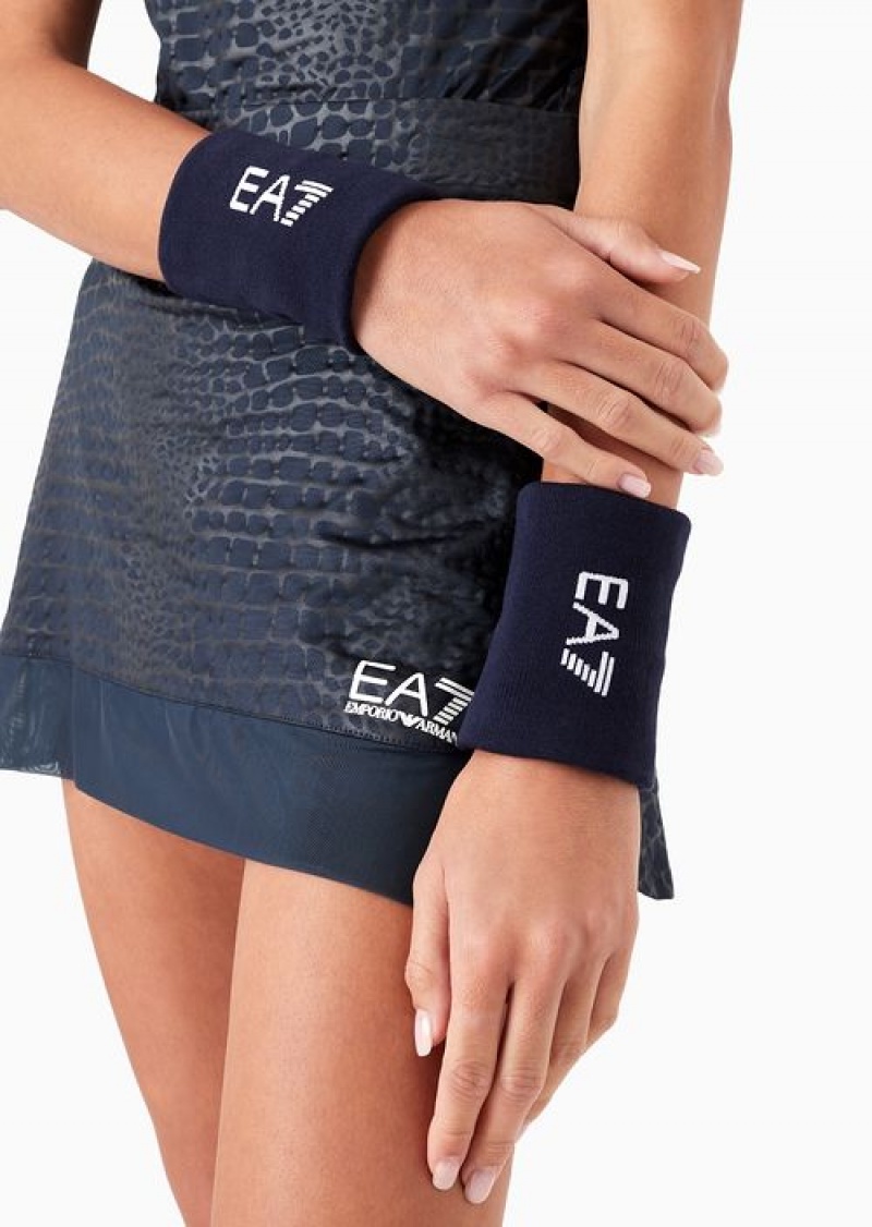 Navy Blue Emporio Armani Tennis Pro Terrycloth Wristbands | EA7-SN59734