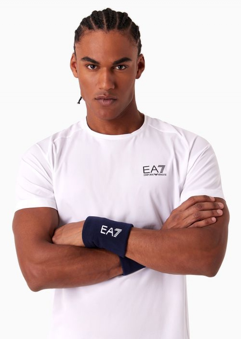 Navy Blue Emporio Armani Tennis Pro Terrycloth Wristbands | EA7-SN59734