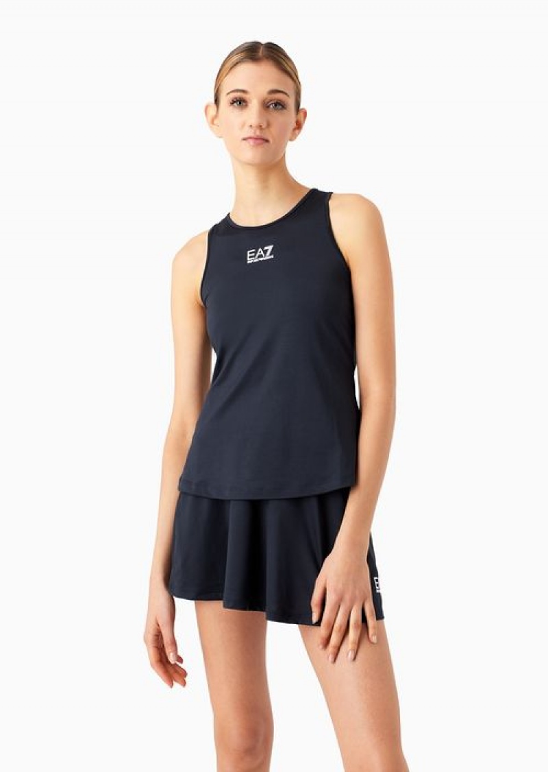 Navy Blue Emporio Armani Tennis Pro Top In Ventus7 Technical Fabric | EA7-SN59665