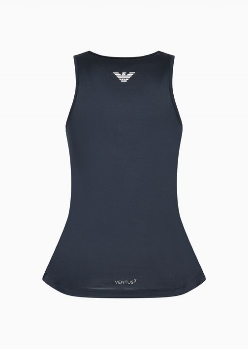 Navy Blue Emporio Armani Tennis Pro Top In Ventus7 Technical Fabric | EA7-SN59665