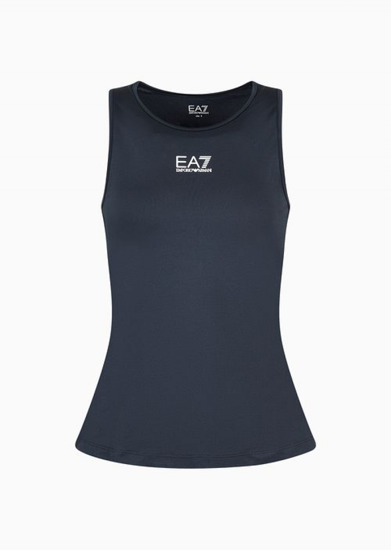 Navy Blue Emporio Armani Tennis Pro Top In Ventus7 Technical Fabric | EA7-SN59665